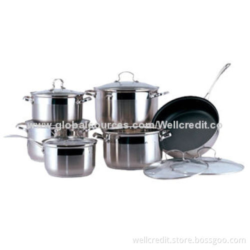 Hot sell 12pcs high quality stainless cookware set with excellent quality
